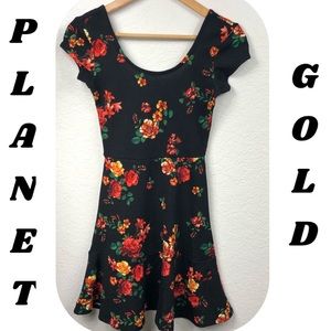 Planet Gold Flutter Hem Mini Dress Floral XXS